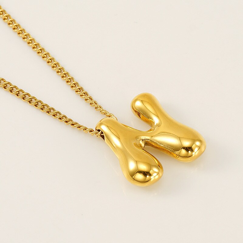 Gold color / 1 Piece Simple Series Daily Letter N Titanium Steel 18K Gold Plated Unisex Pendant Necklaces Picture14